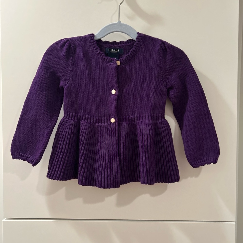 Chaps Purple Peplum Cardigan 2T